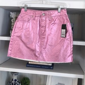 Pink metallic mini skirt